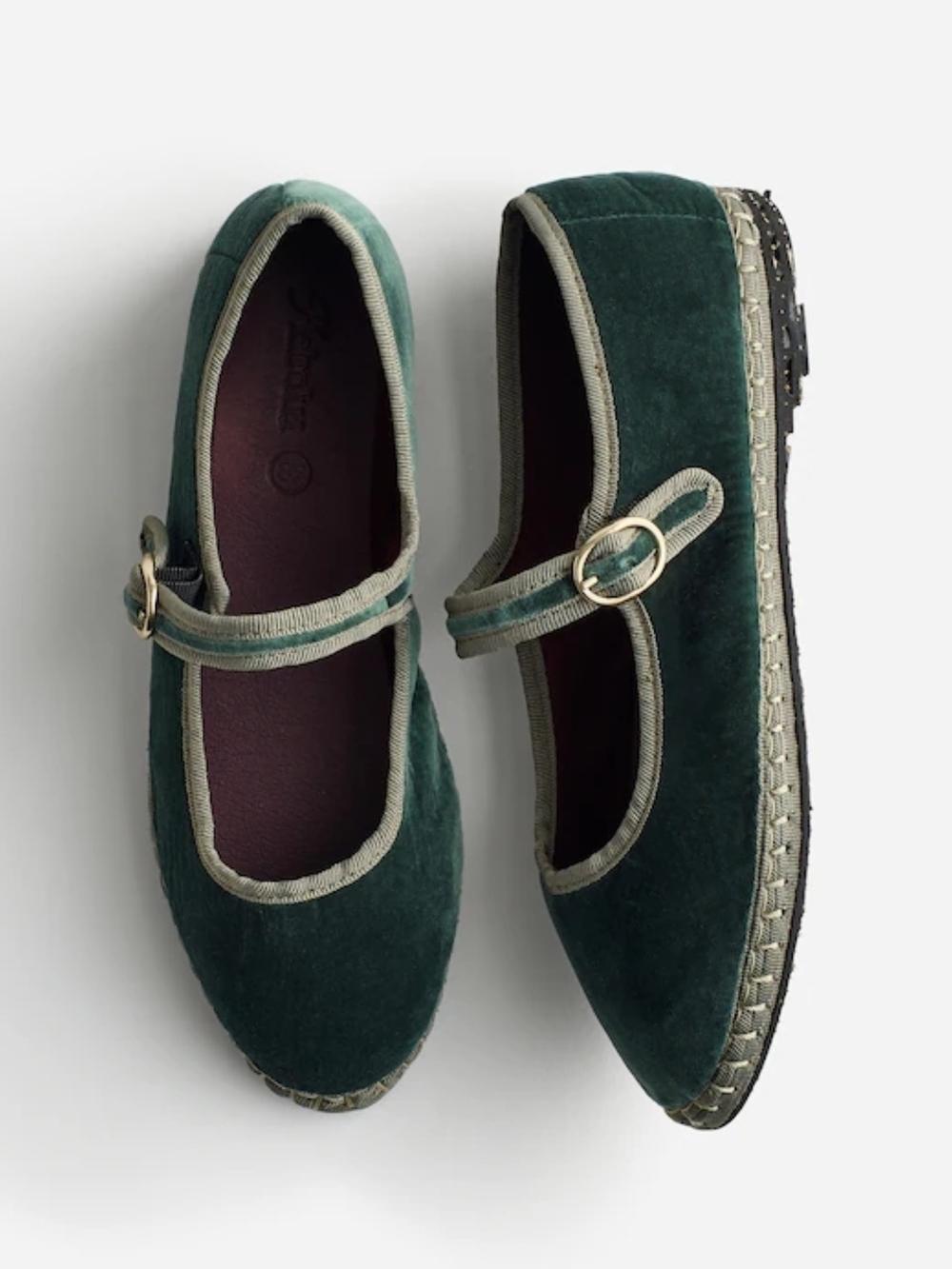 New! Madewell x Flabelus Jay Mary Janes Velvet in Green 8